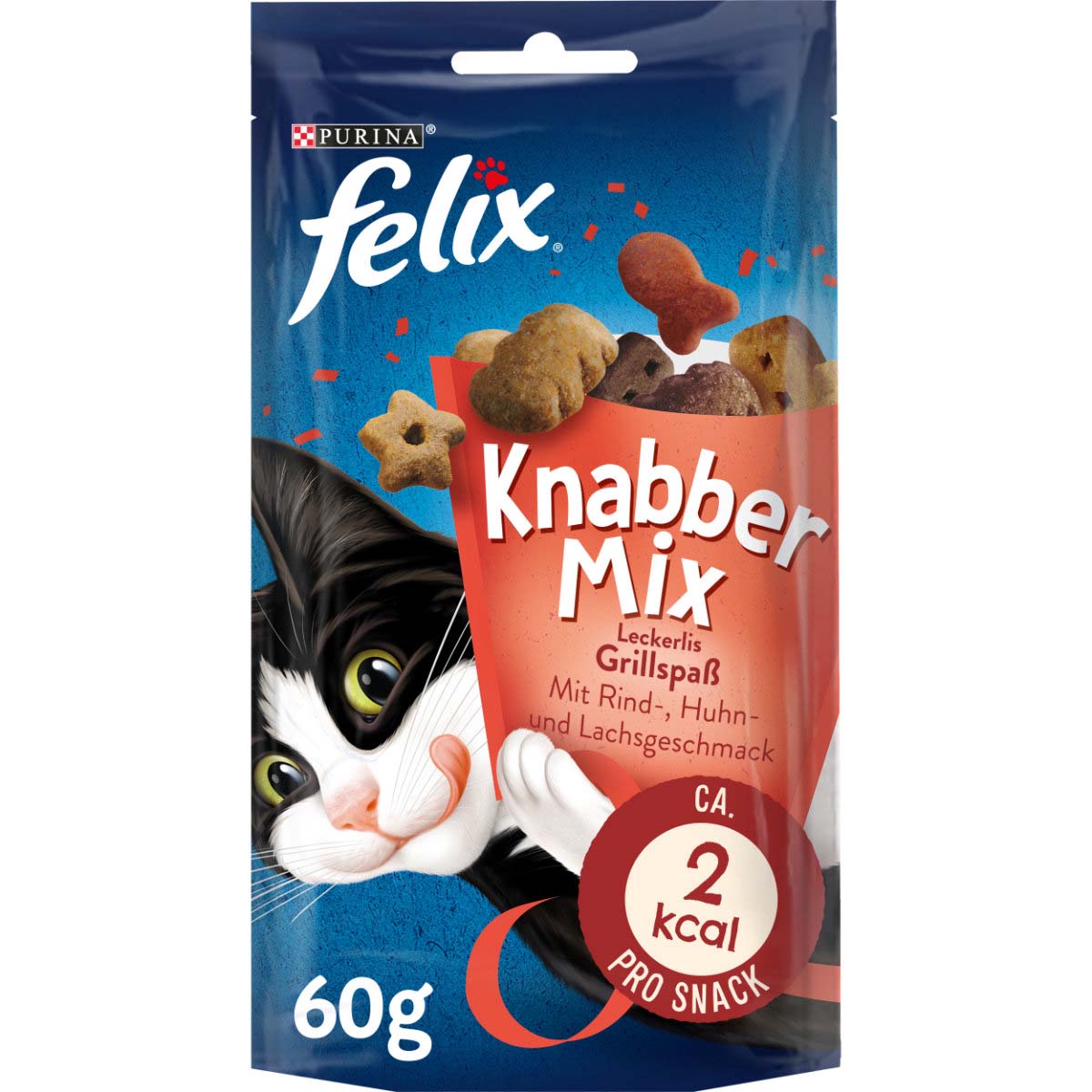 FELIX KnabberMix Grillspaß Katzensnack bunter Mix 8x60g