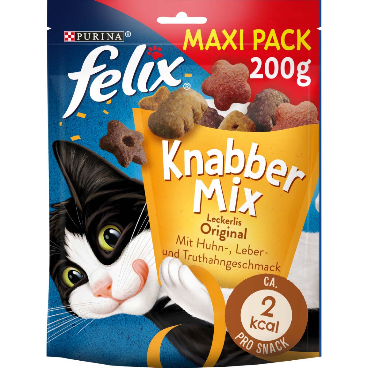 FELIX KnabberMix Original pamlsky pro kočky s kuřecím masem, játry a krocaním masem 5 × 200 g
