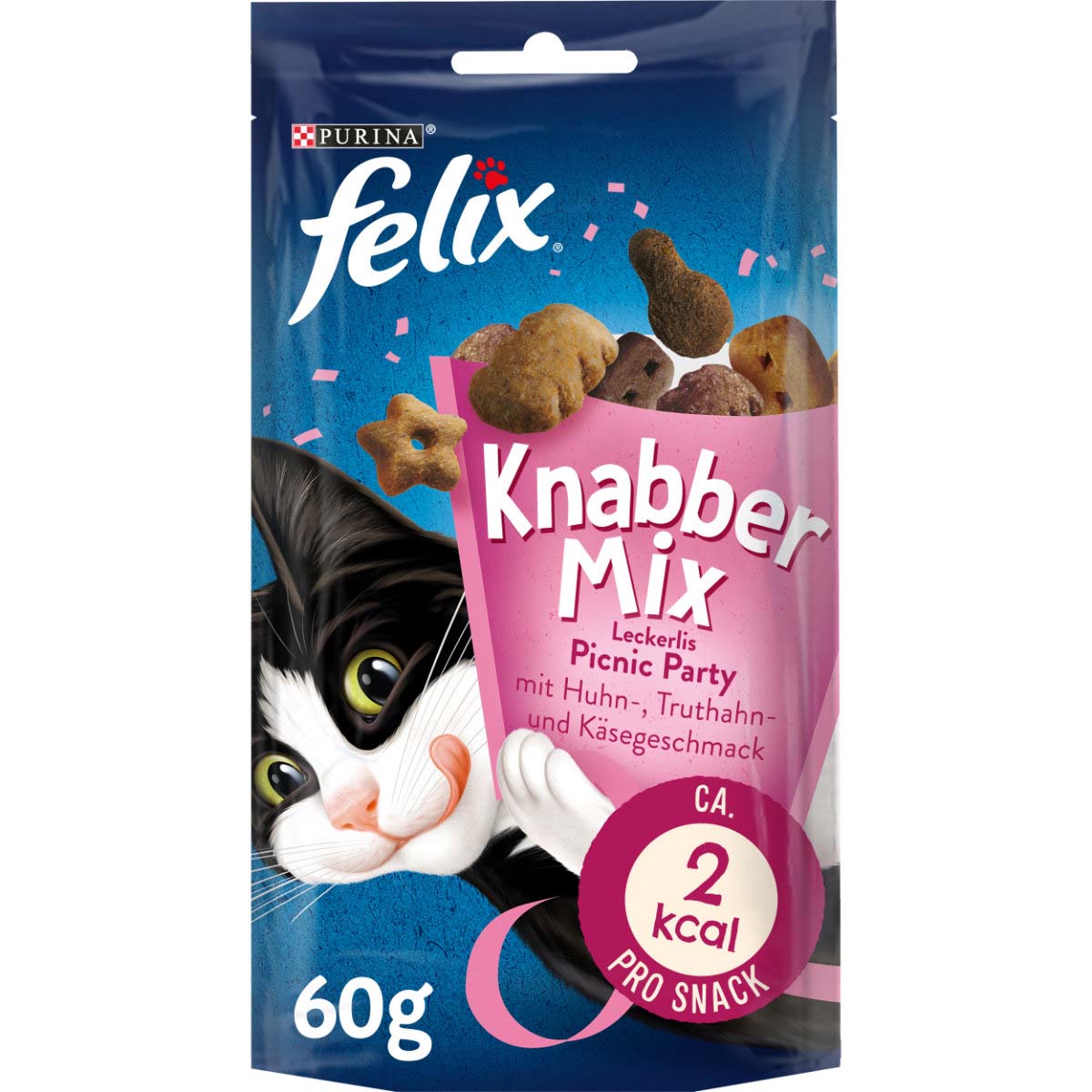 FELIX KnabberMix Picnic Party s kuřecí, sýrovou a krocaní příchutí 4 × 60 g