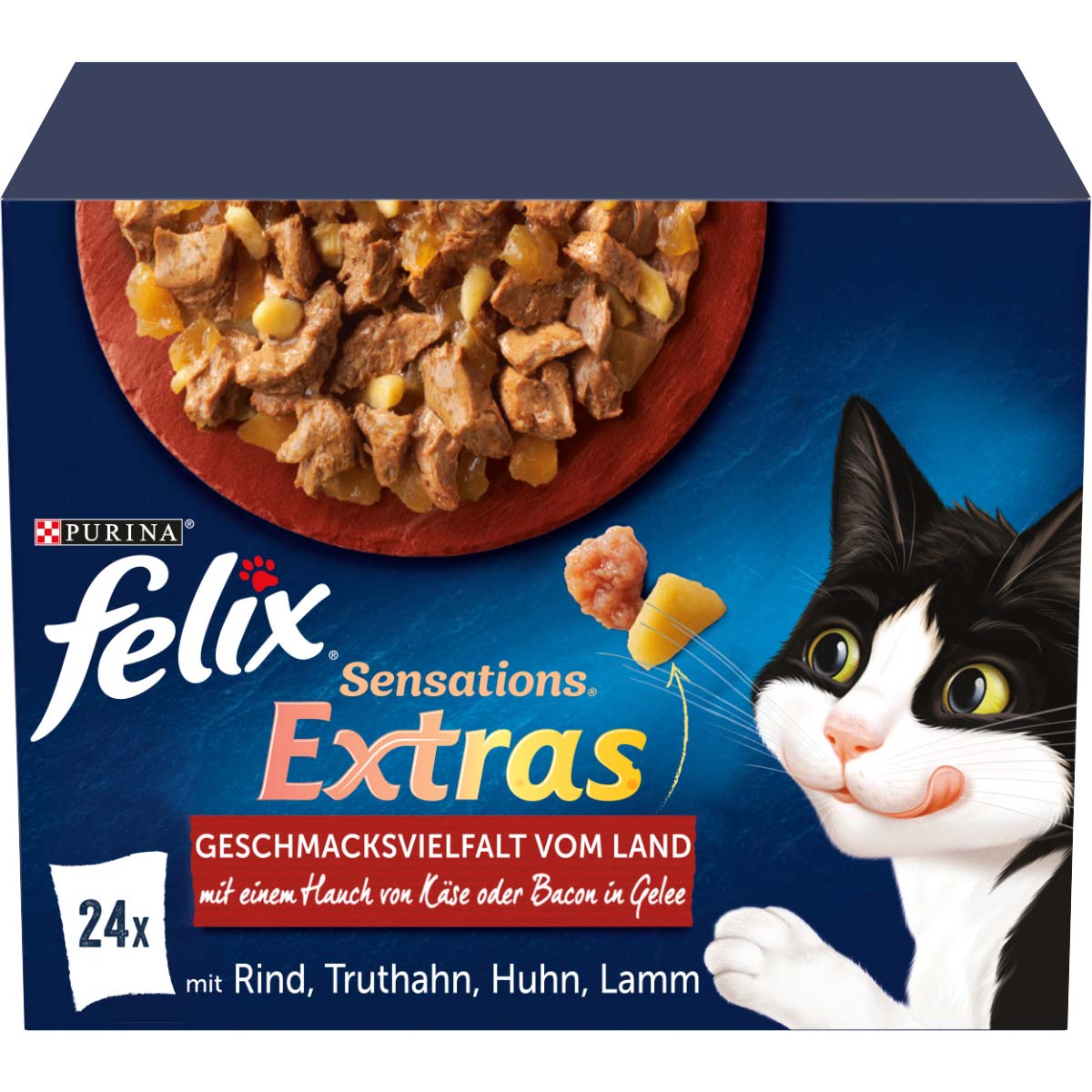 FELIX Sensations Extras in Gelee Geschmacksvielfalt vom Land 24x85g
