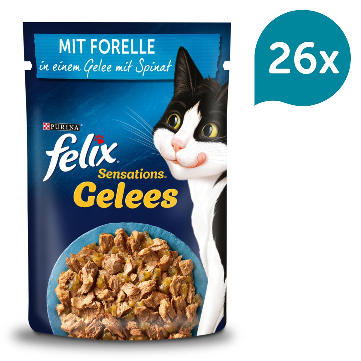 FELIX Sensations želé pstruh a špenát 26 × 85 g
