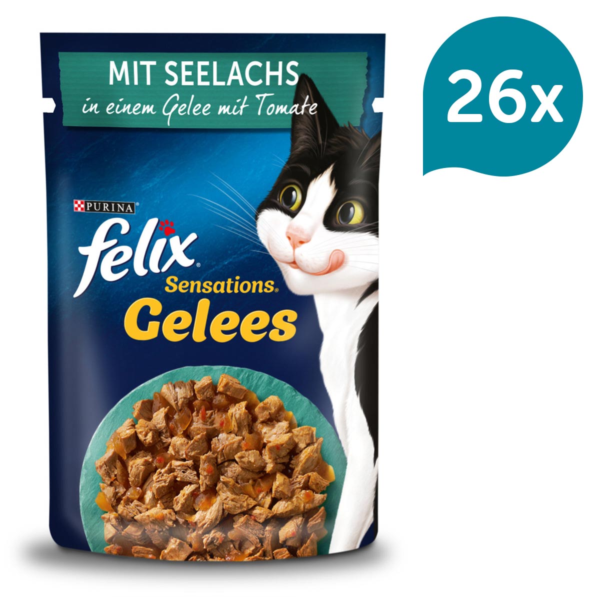 FELIX Sensations želé treska tmavá s rajčetem 26 × 85 g