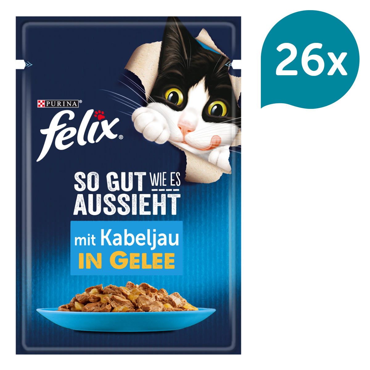 FELIX Chutná tak dobře, jak vypadá, v želé s treskou 26 × 85 g