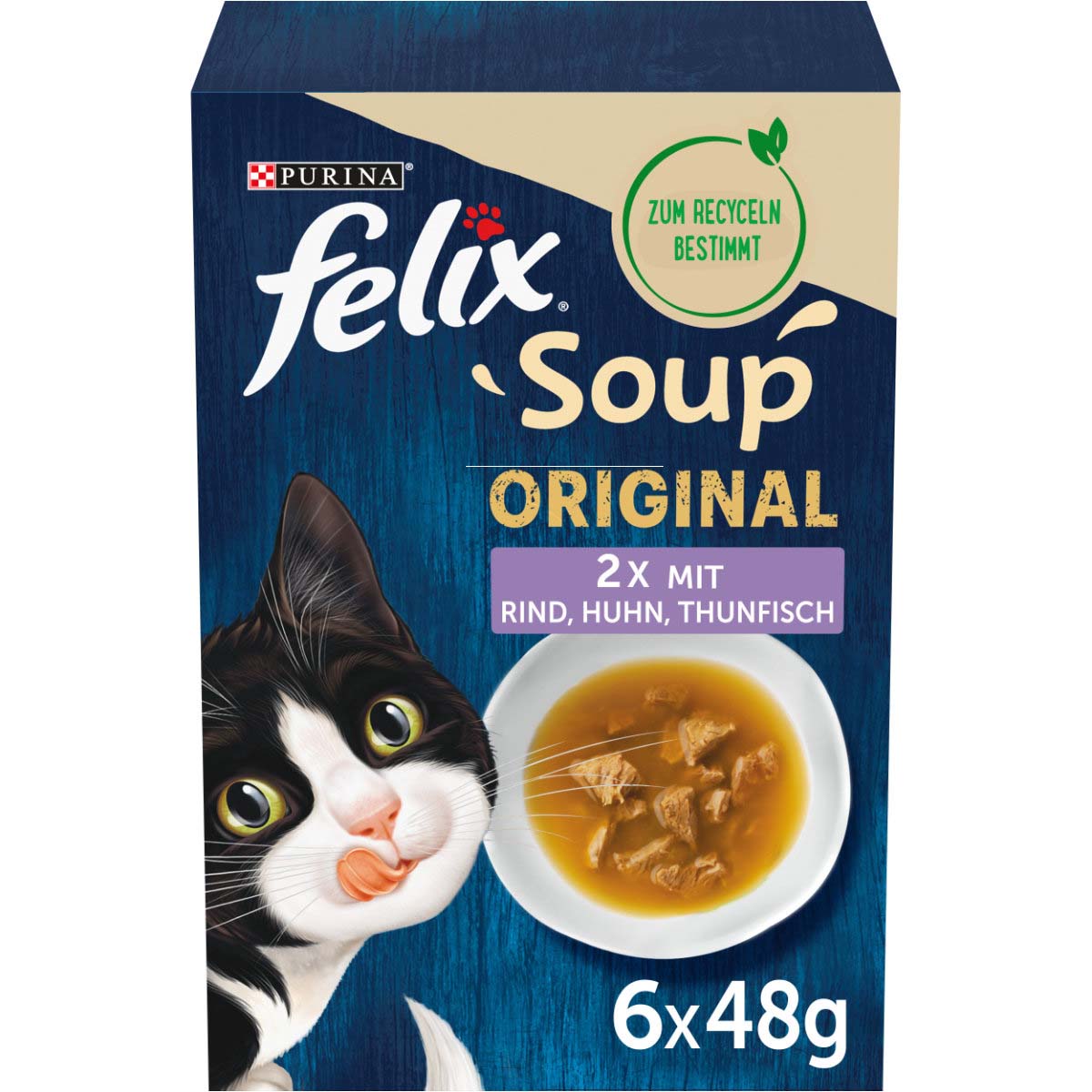 Levně FELIX Soup různé druhy hovězí maso, kuřecí maso a tuňák 48 × 48 g