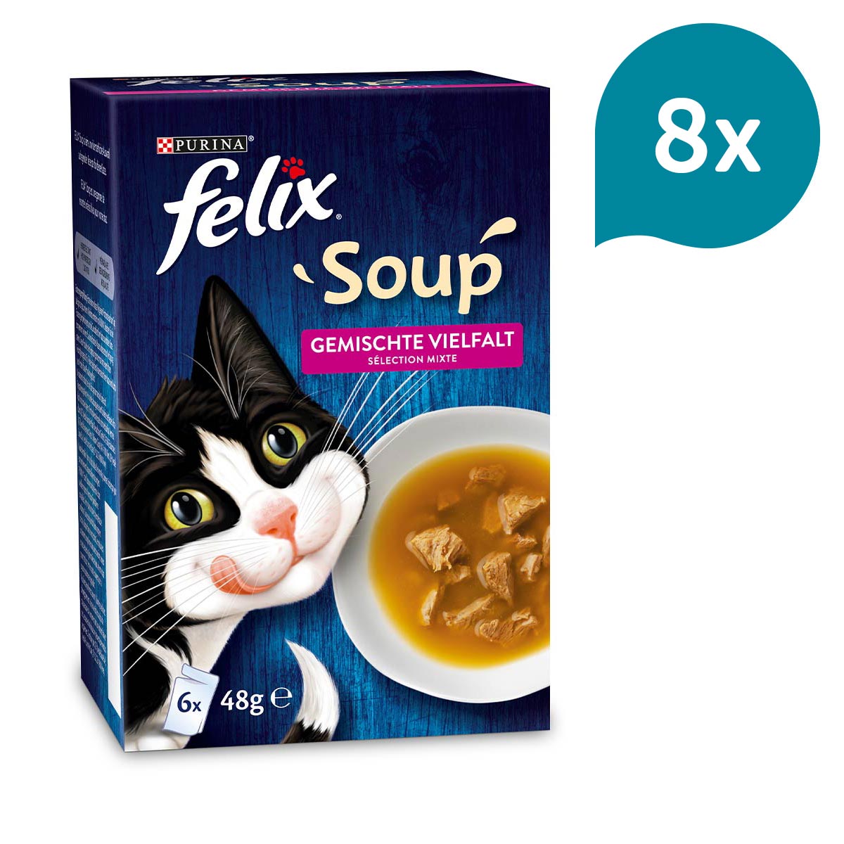 FELIX Soup různé druhy hovězí maso, kuřecí maso a tuňák 48 × 48 g