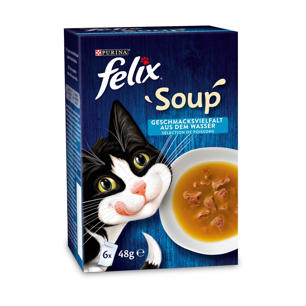 FELIX Soup výběr z vody s treskou, tuňákem a platýsem 6 × 48 g