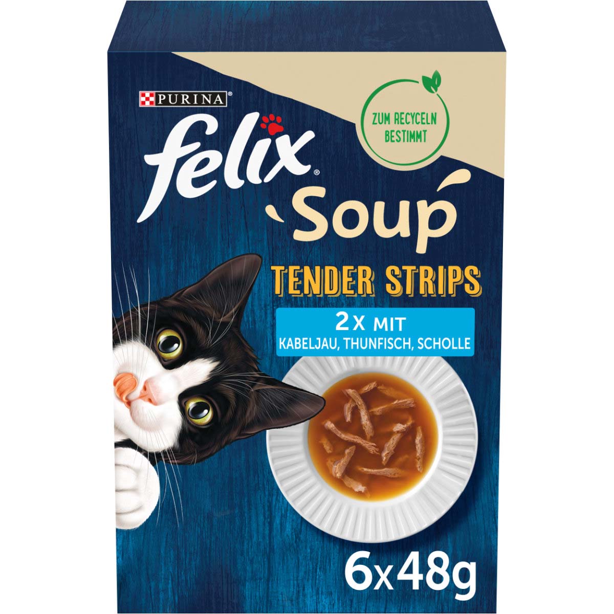 Levně FELIX Soup Tender Strips rozmanitost z vody 48 × 48 g