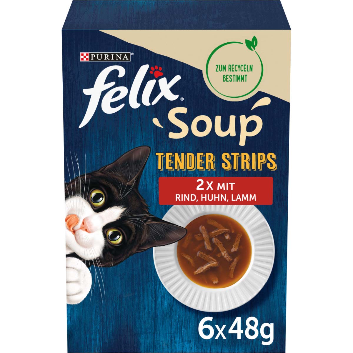 Levně FELIX Soup Tender Strips rozmanitost z venkova 48 × 48 g