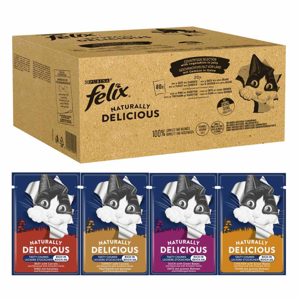 FELIX Naturally Delicious rozmanitost ze statku 80× 80 g