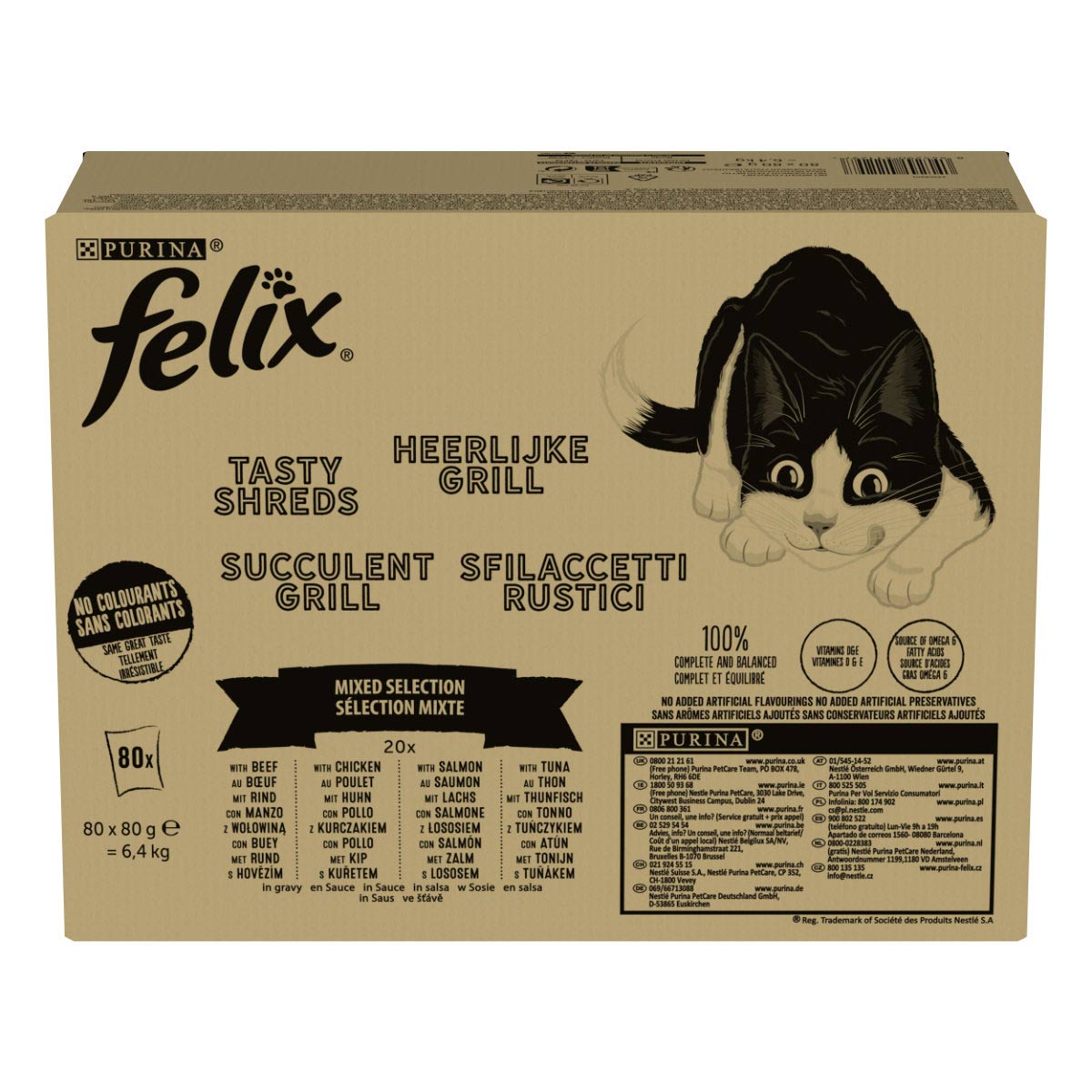 Levně FELIX Tasty Shreds ve šťávě Gemische Vielfalt 80× 80 g