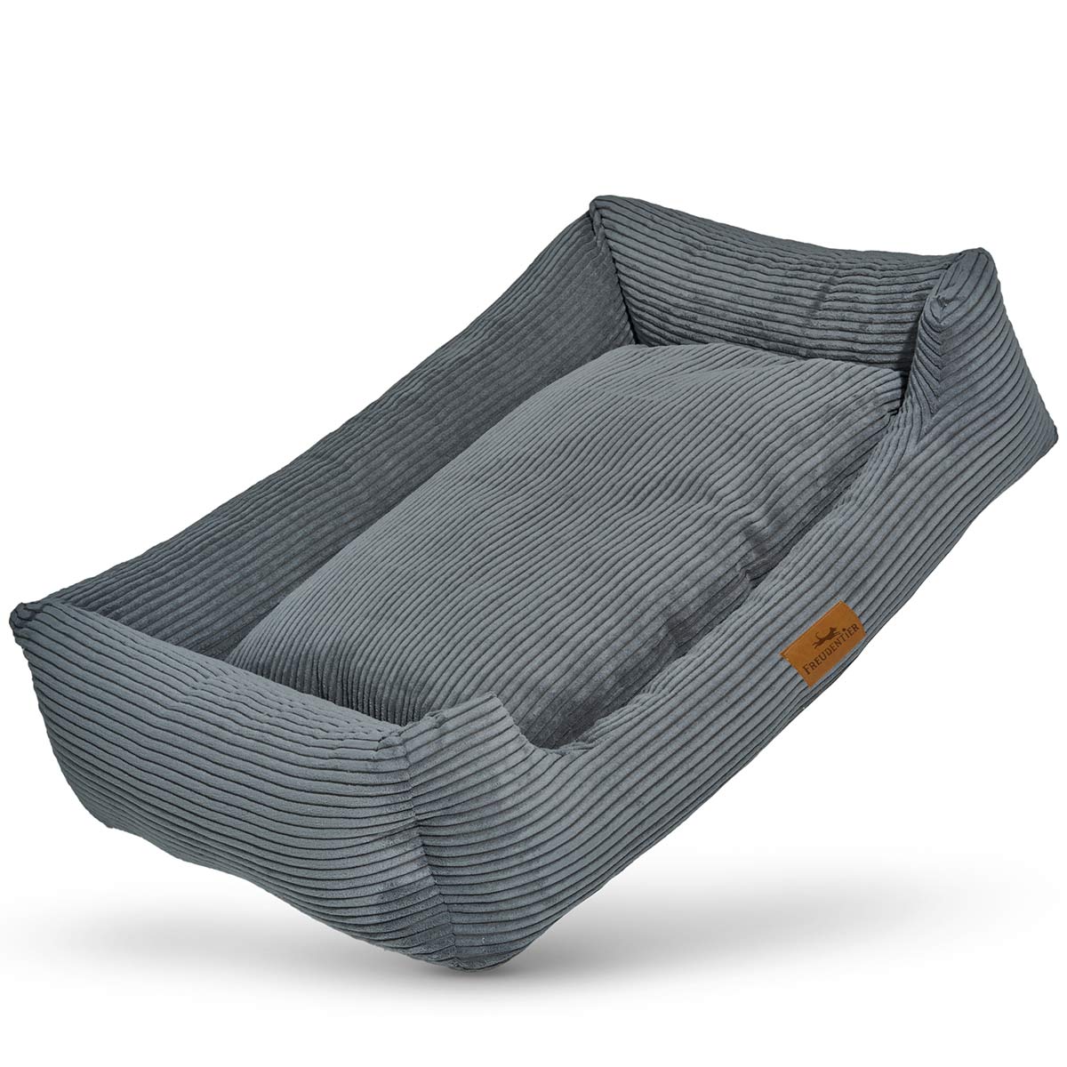 Freudentier orthopädisches Hundebett Cord grau