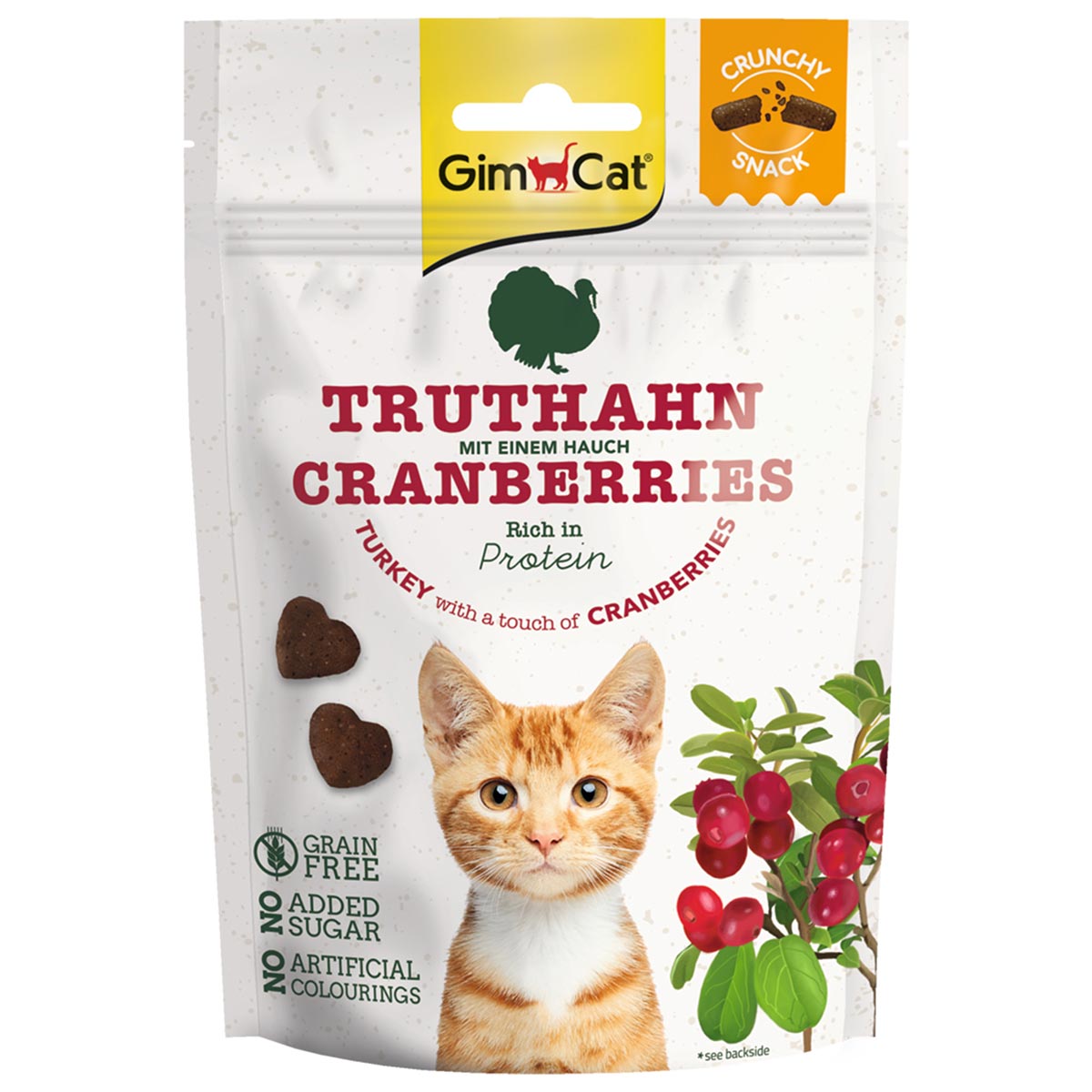 Levně GimCat Crunchy pamlsek krocan s brusinkami 10 × 50 g