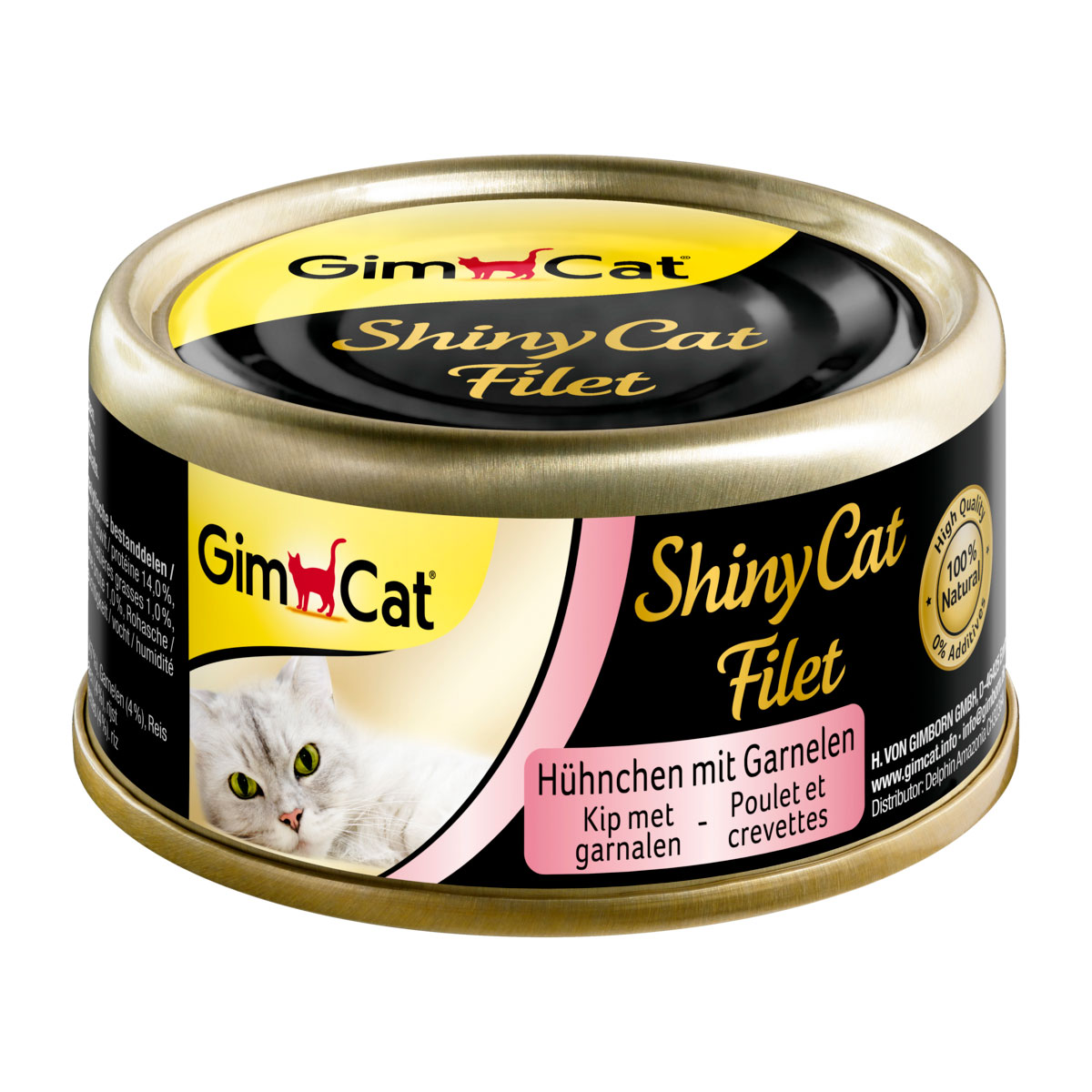 GimCat ShinyCat kuřecí filé a krevety, 6 x 70 g 6x70g