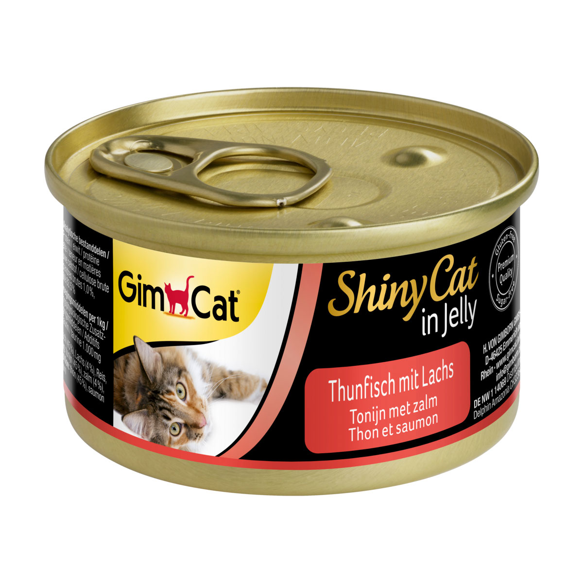 Levně GimCat ShinyCat v želé s tuňákem a lososem 24 × 70 g