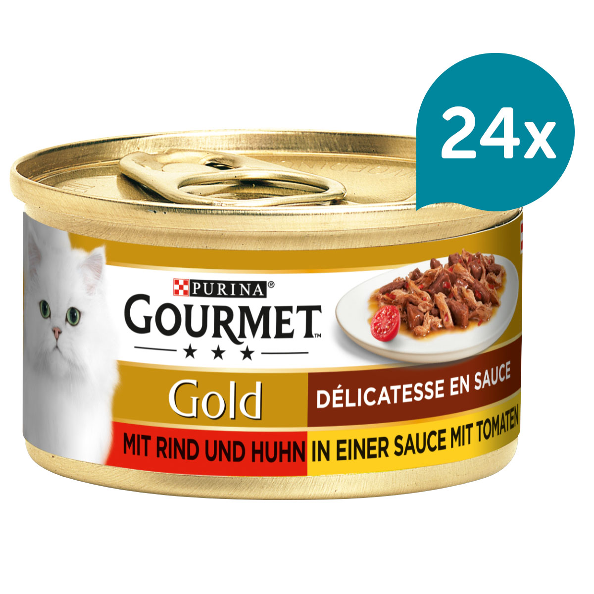 Levně Gourmet Gold Délicatesse en Sauce hovězí a kuřecí 24 × 85 g