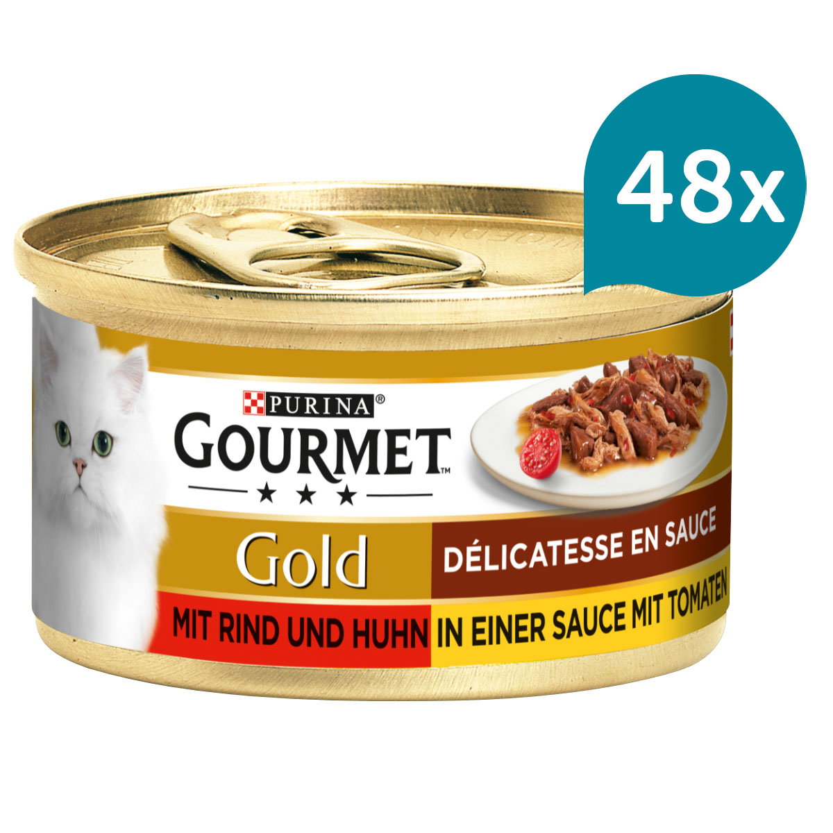 Levně Gourmet Gold Délicatesse en Sauce hovězí a kuřecí 48 × 85 g