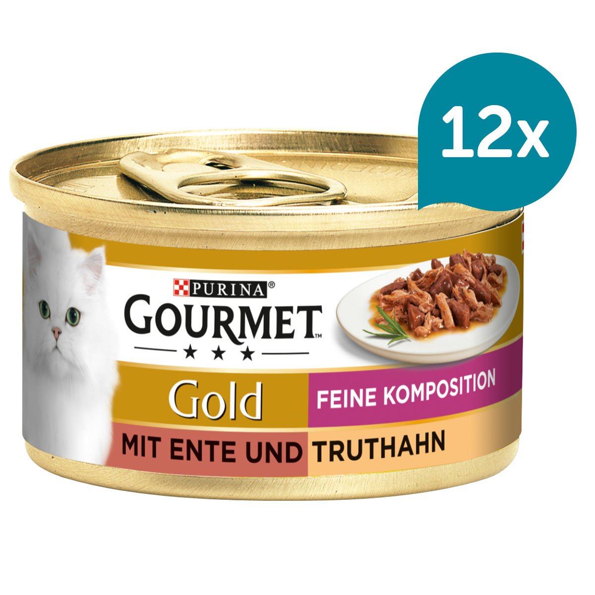 Levně Gourmet Gold Feine Komposition – kachna a krocaní maso 12 × 85 g