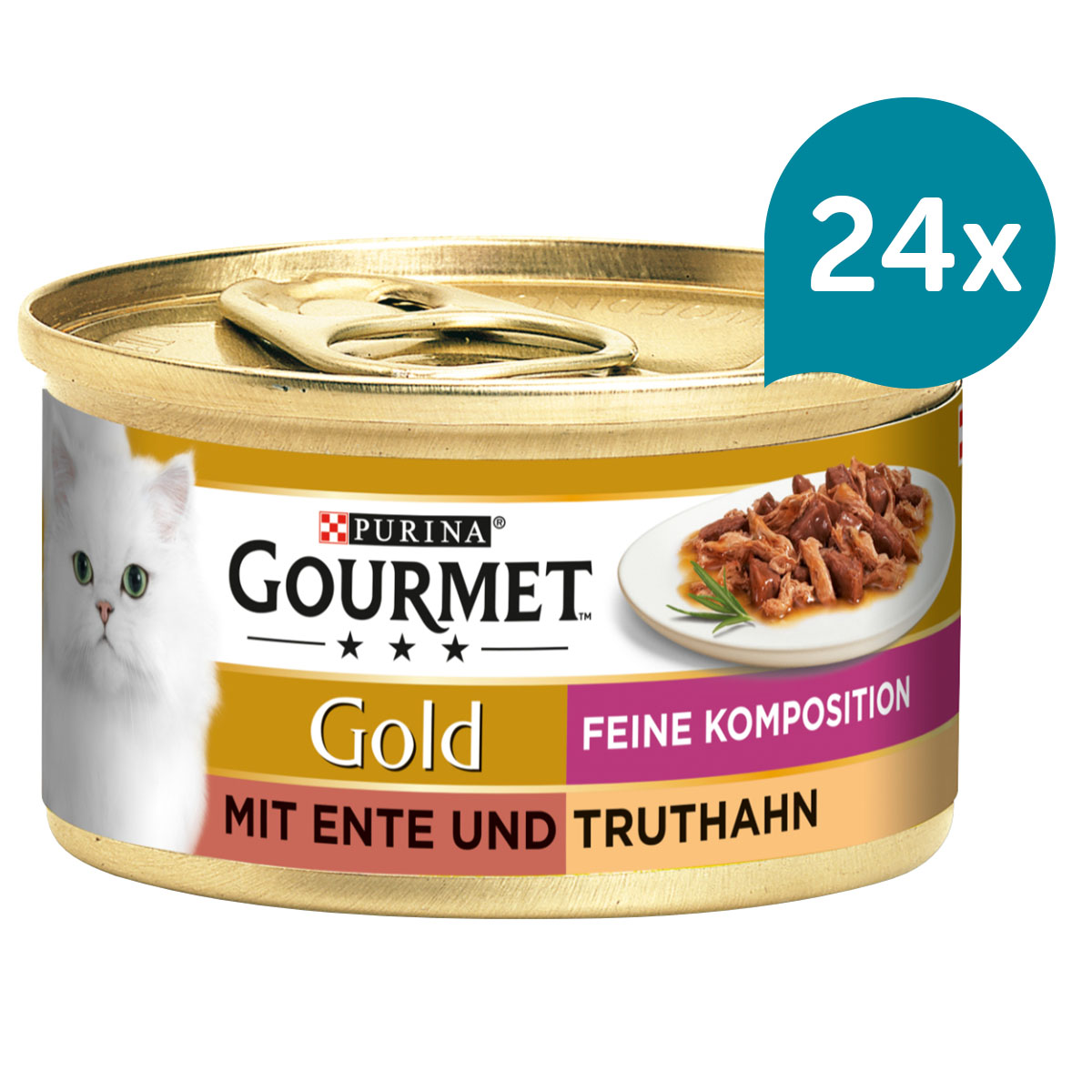 Levně Gourmet Gold Feine Komposition – kachna a krocaní maso 24 × 85 g