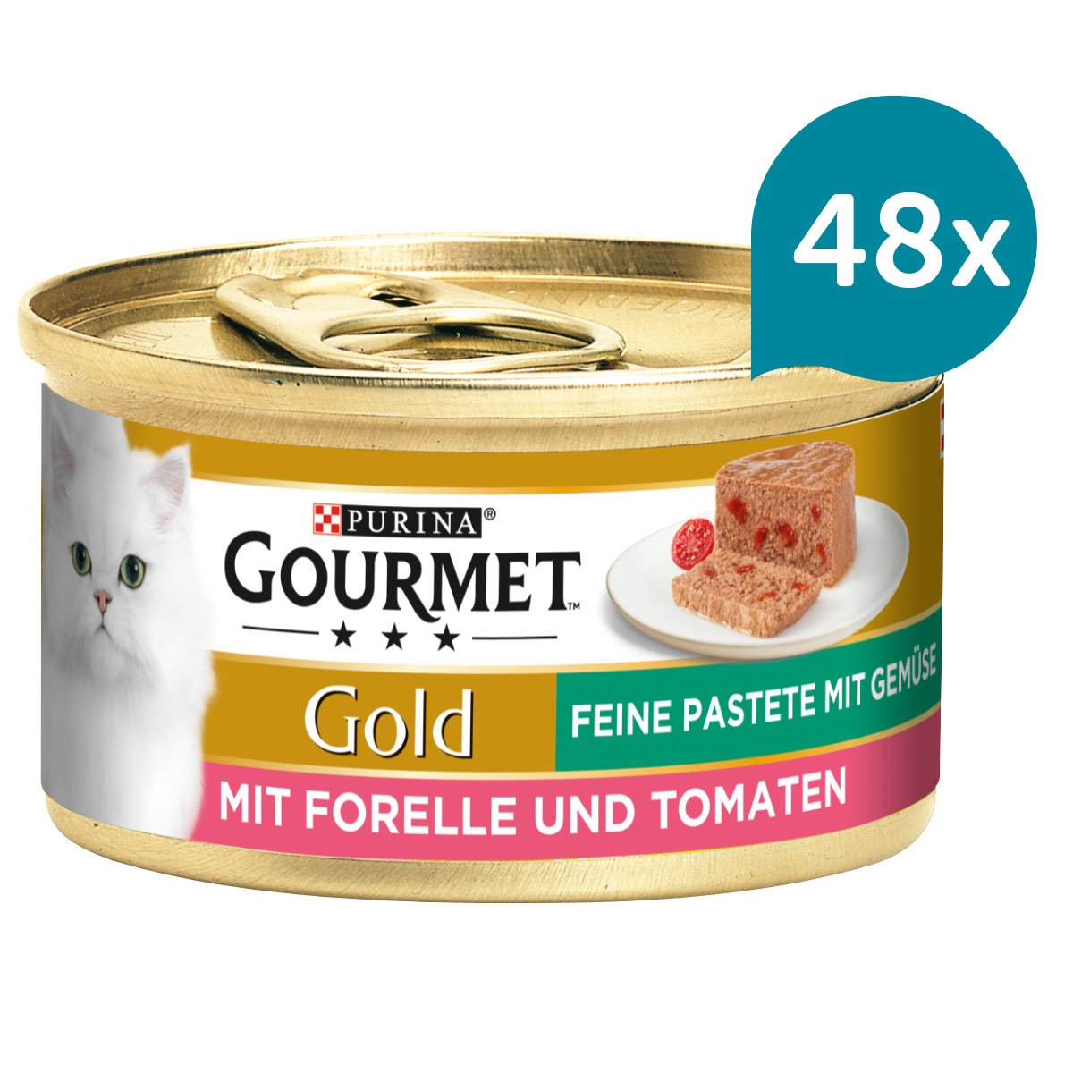 Levně Gourmet Gold Jemná paštika pstruh s rajčaty 48 × 85 g