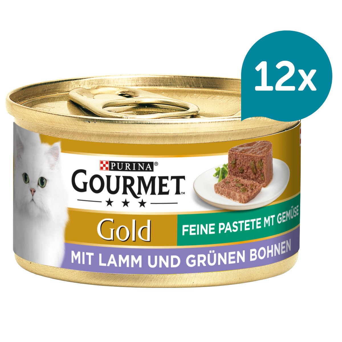 Levně Gourmet Gold jemná paštika s jehněčím masem a zelenými fazolkami 12 × 85 g