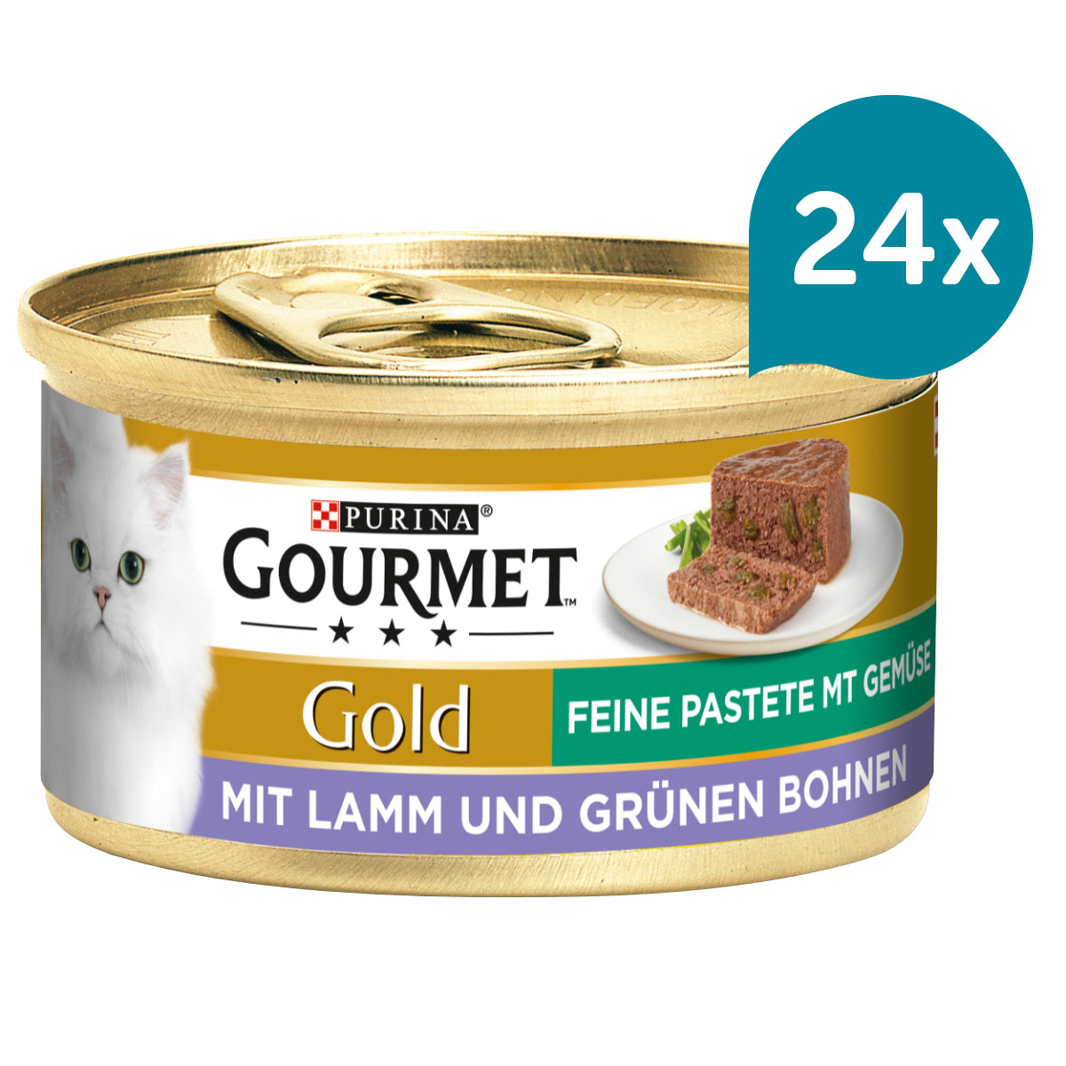 Levně Gourmet Gold jemná paštika s jehněčím masem a zelenými fazolkami 24 × 85 g