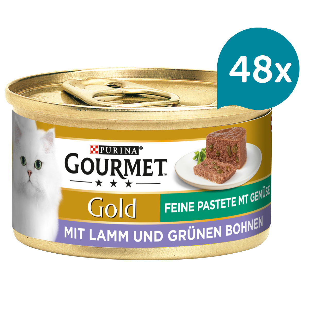 Levně Gourmet Gold jemná paštika s jehněčím masem a zelenými fazolkami 48 × 85 g