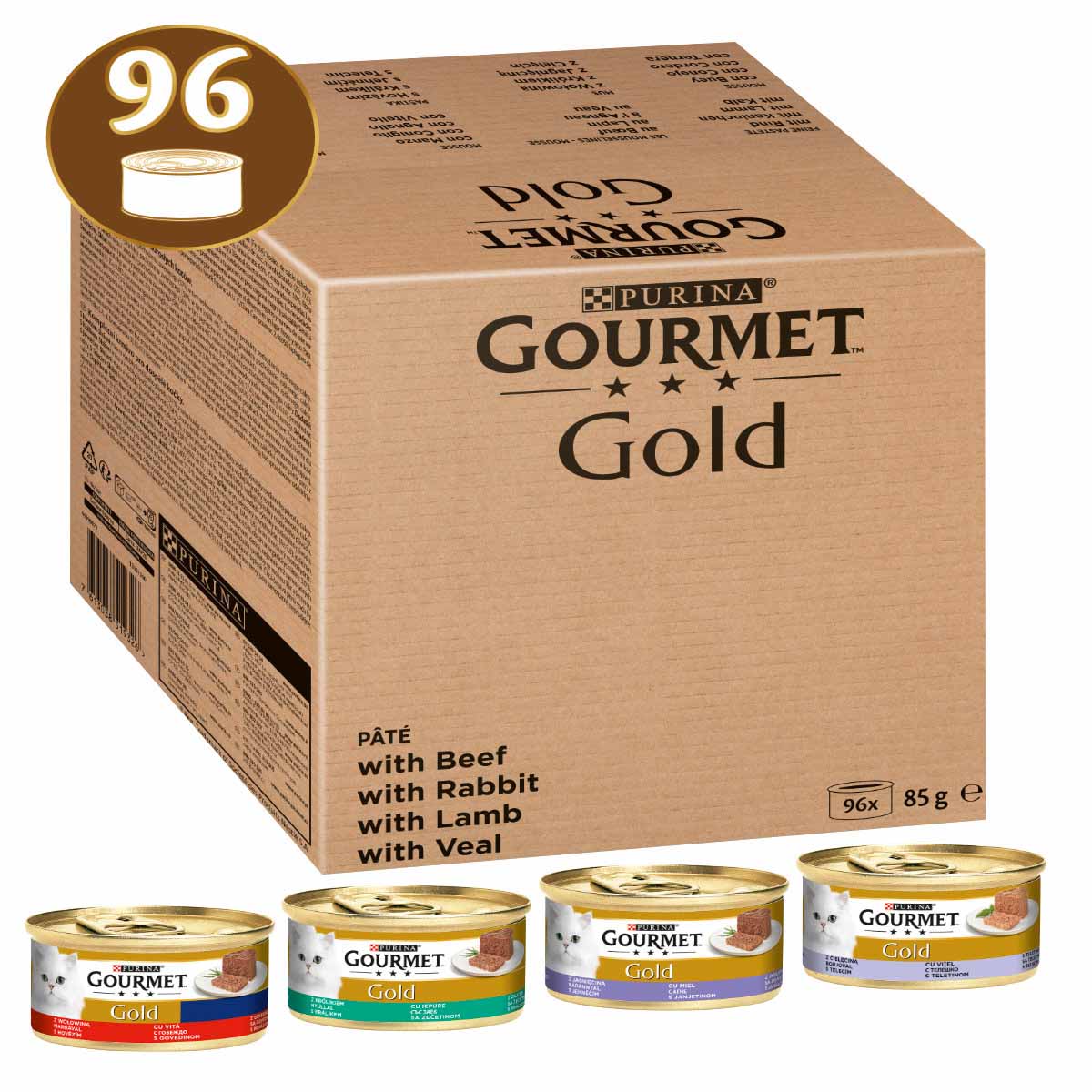 Levně GOURMET Gold jemná paštika, variace chutí, 96 × 85 g