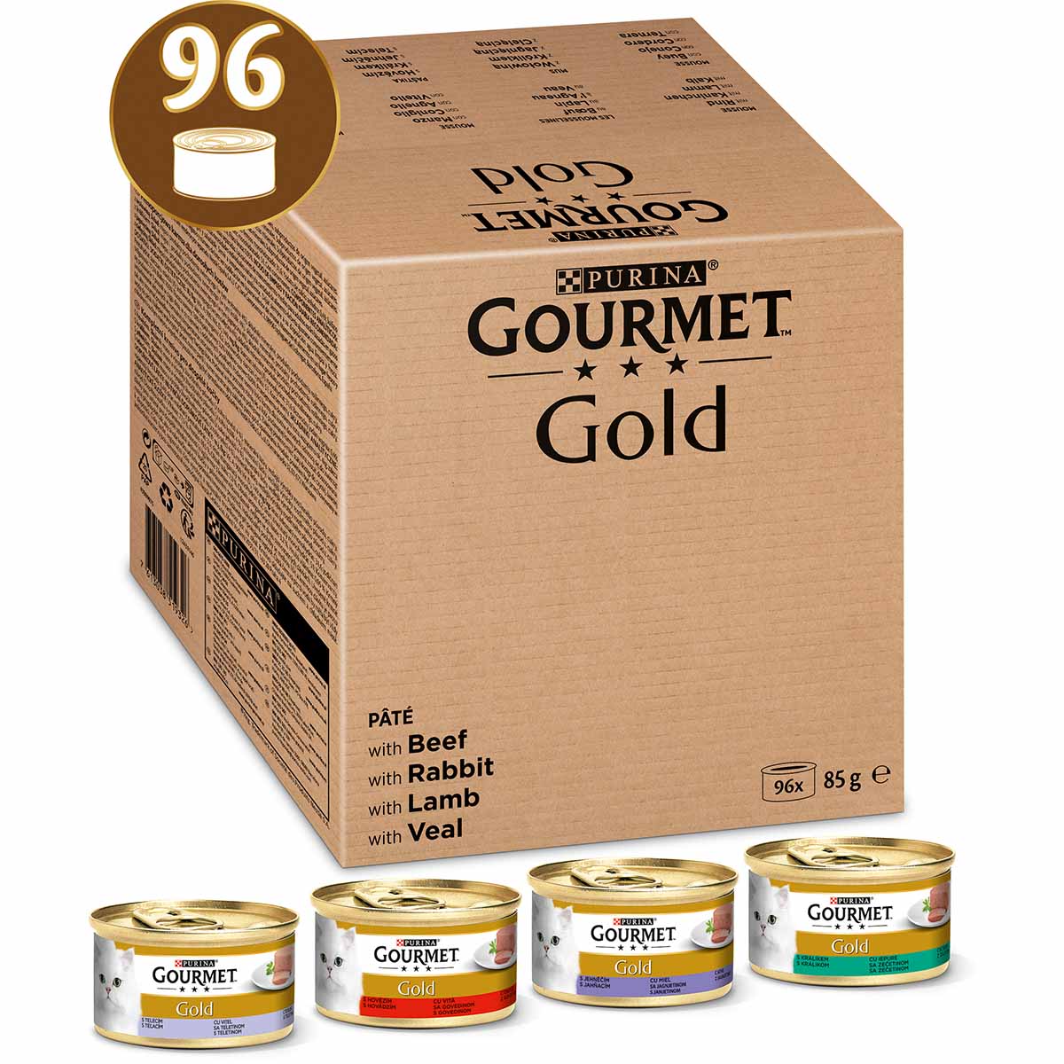 GOURMET Gold jemná paštika, variace chutí, 96 × 85 g