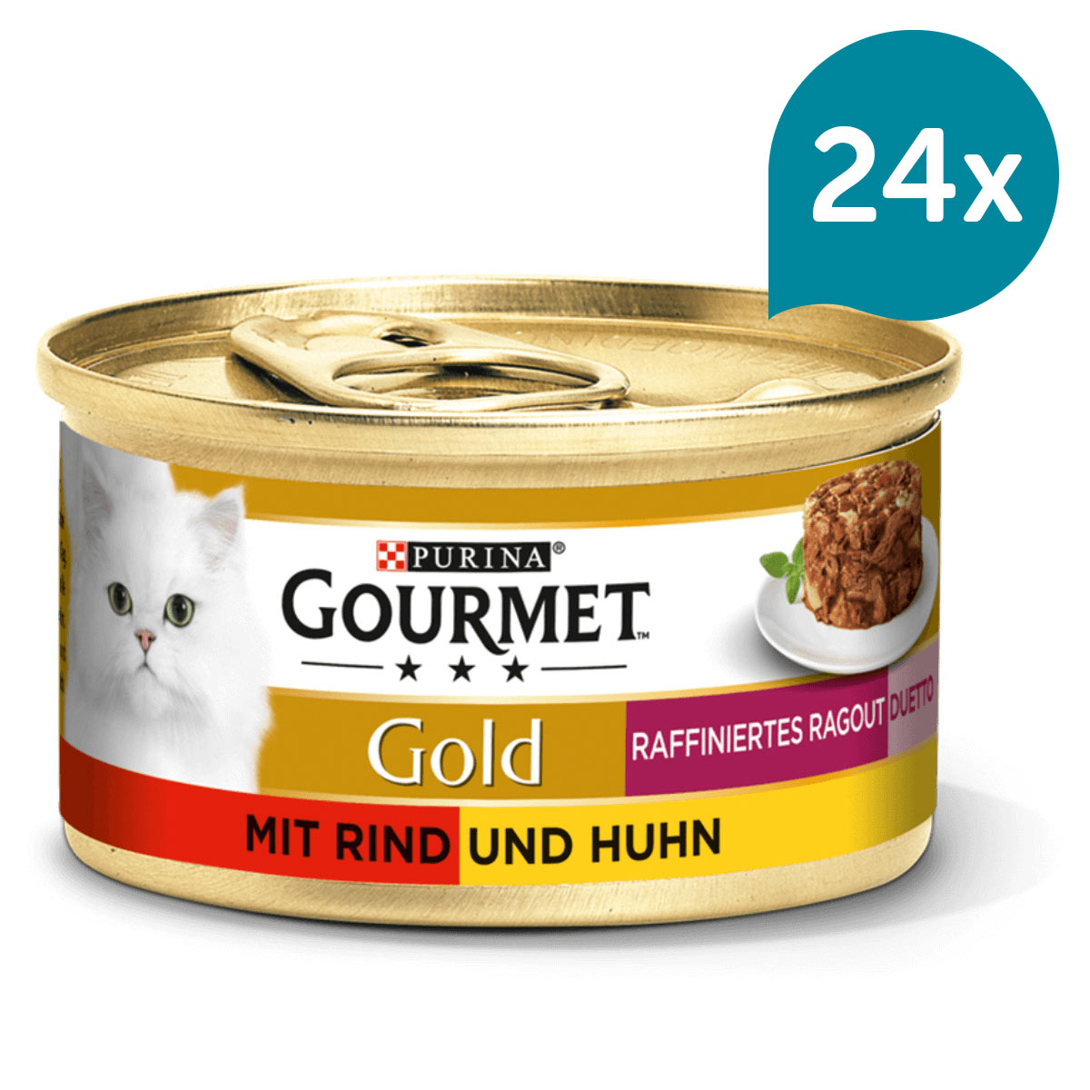 GOURMET Gold Raffiniertes Ragout Duetto Rind & Huhn 24x85g