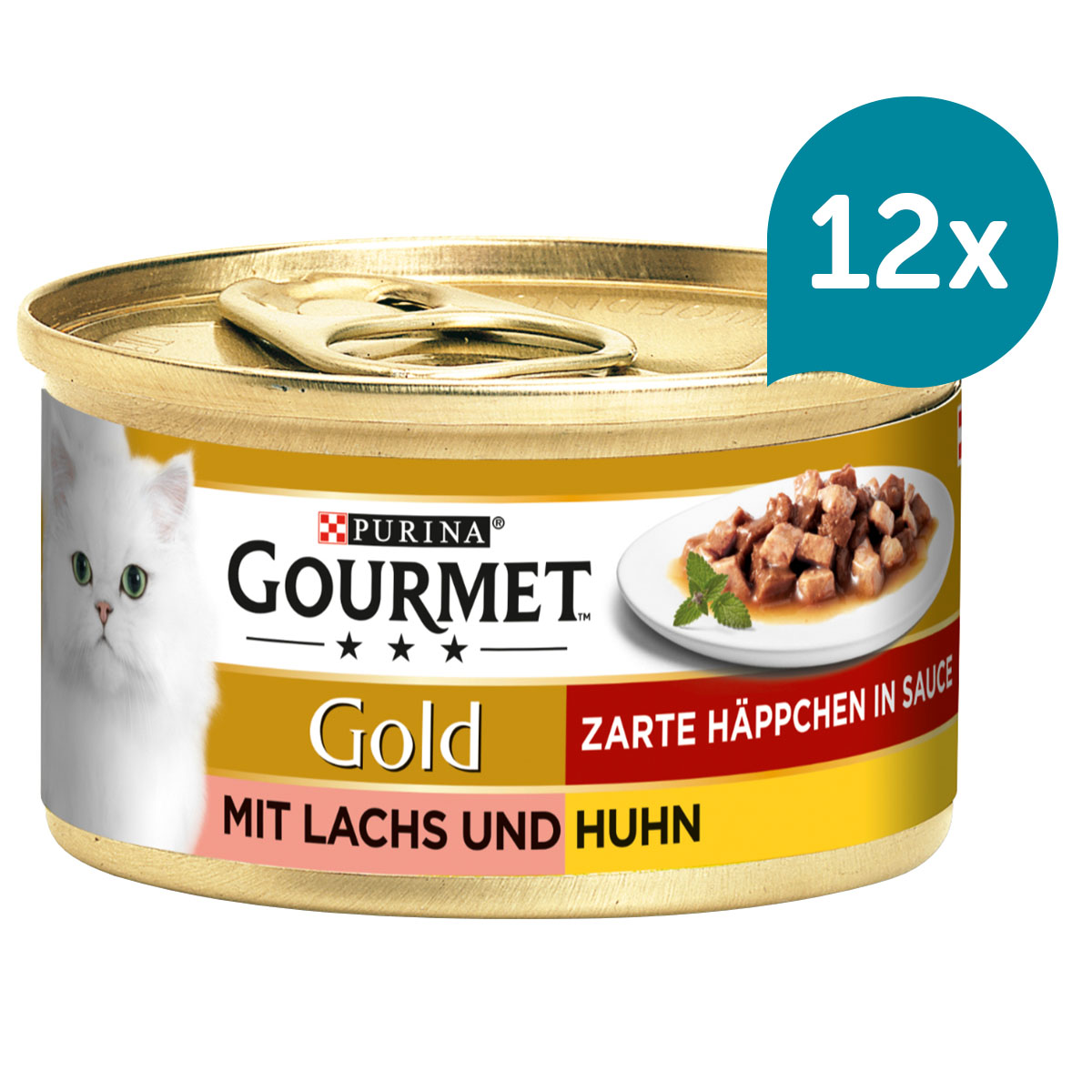 Gourmet Gold jemné kousky – losos a kuřecí 12 × 85 g