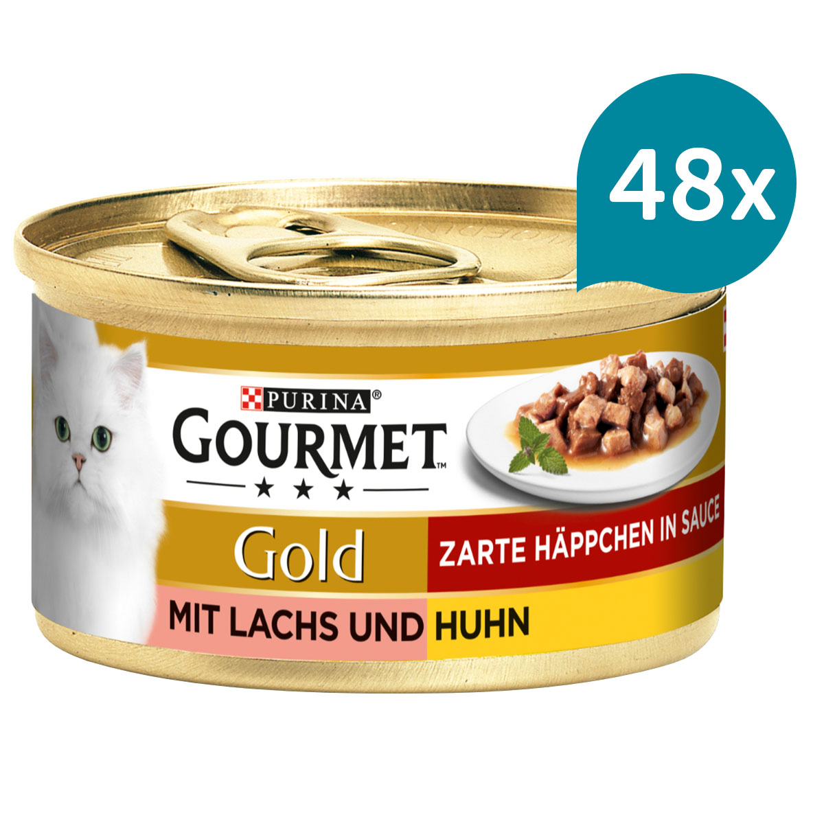 Gourmet Gold jemné kousky – losos a kuřecí 48 × 85 g