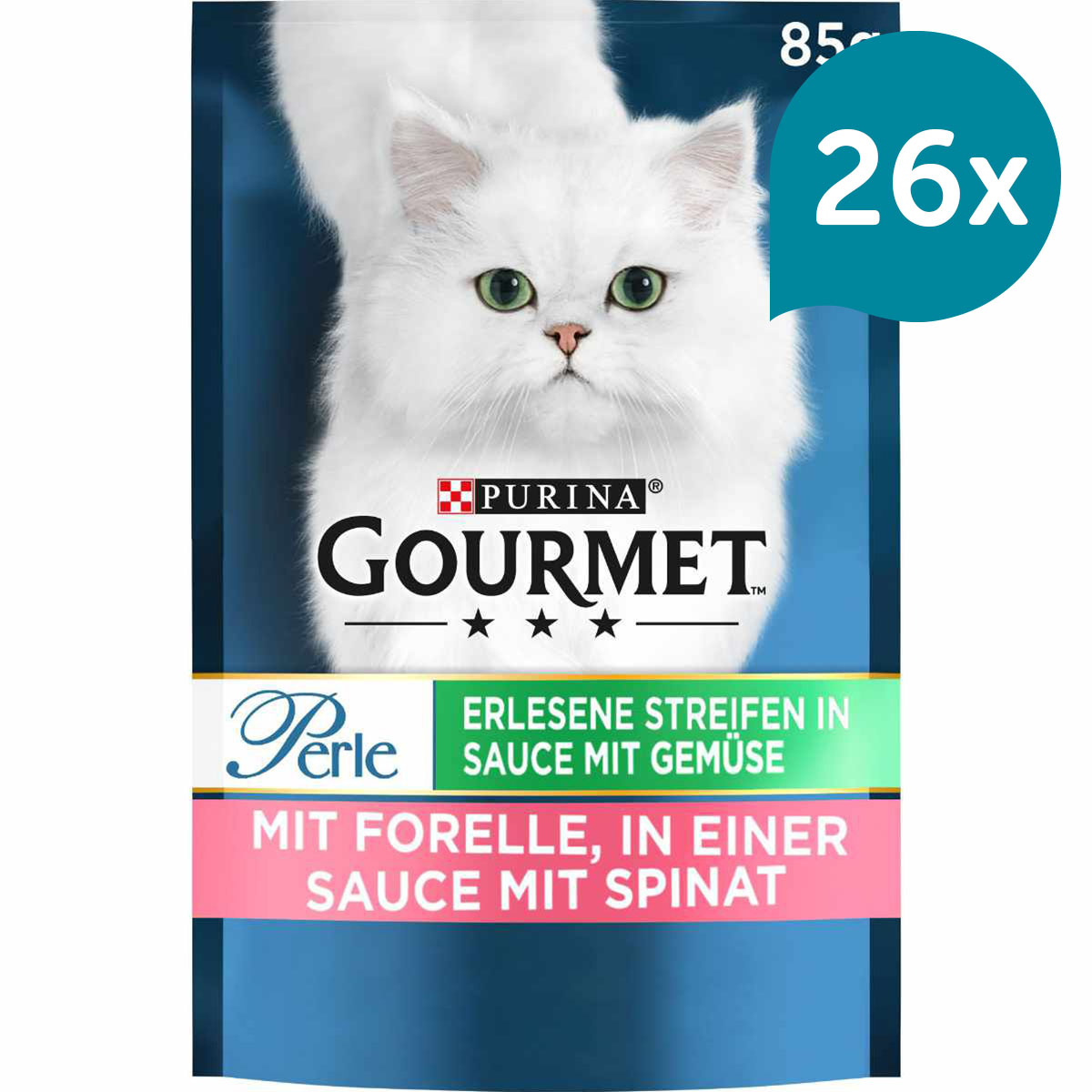 Gourmet Perle vybrané kousky s pstruhem a špenátem 24 × 85 g