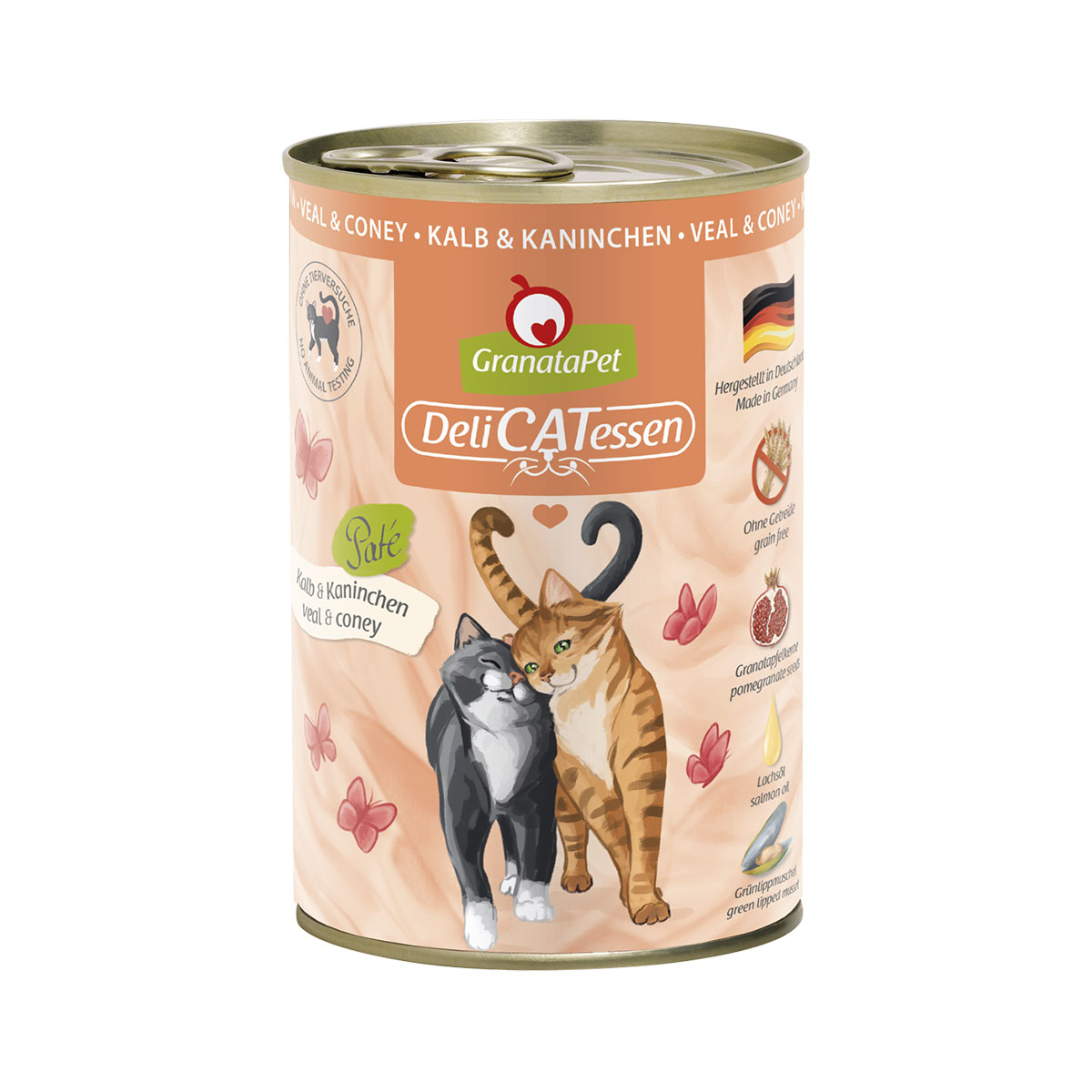 GranataPet pro kočky – Delicatessen konzerva telecí maso a králík 6× 400 g