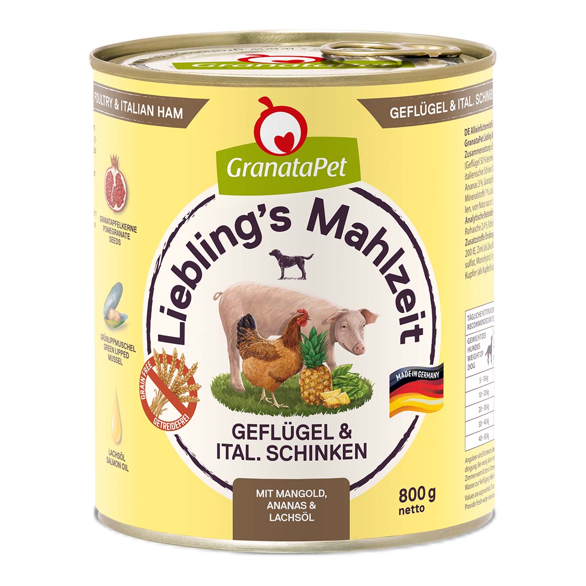 GranataPet Lieblingsmahlzeit drůbež a italská šunka 6 × 800 g
