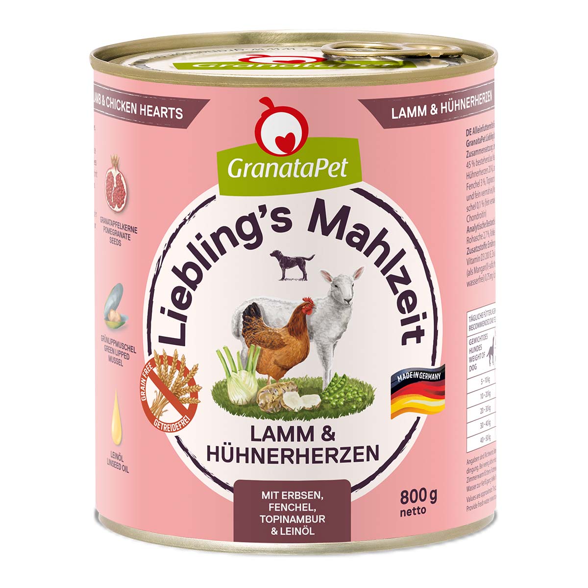 Levně GranataPet Liebling’s Mahlzeit jehněčí maso a kuřecí srdce 6× 800 g