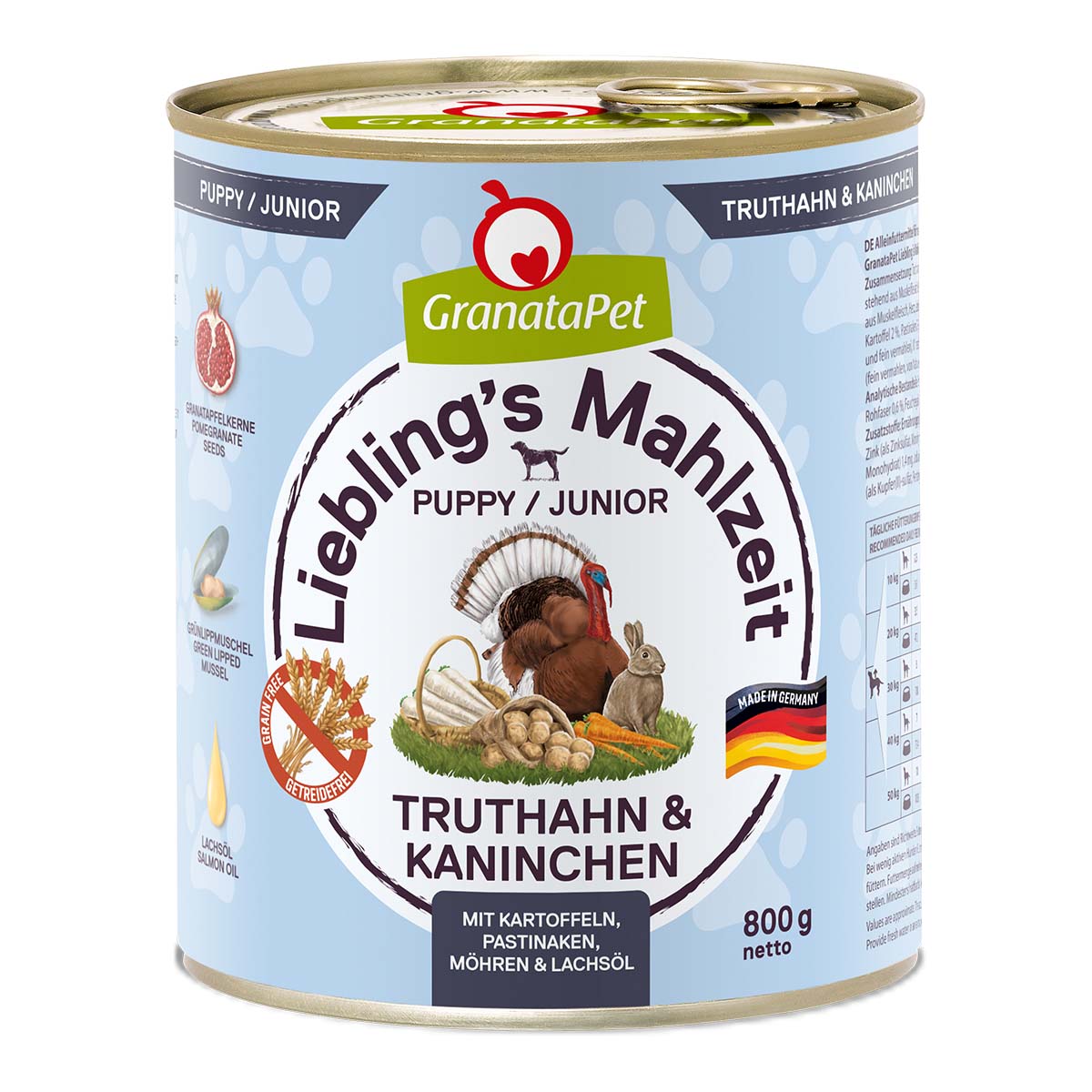 Levně GranataPet Liebling's Mahlzeit Junior s krocaním masem a králíkem 12 × 800 g