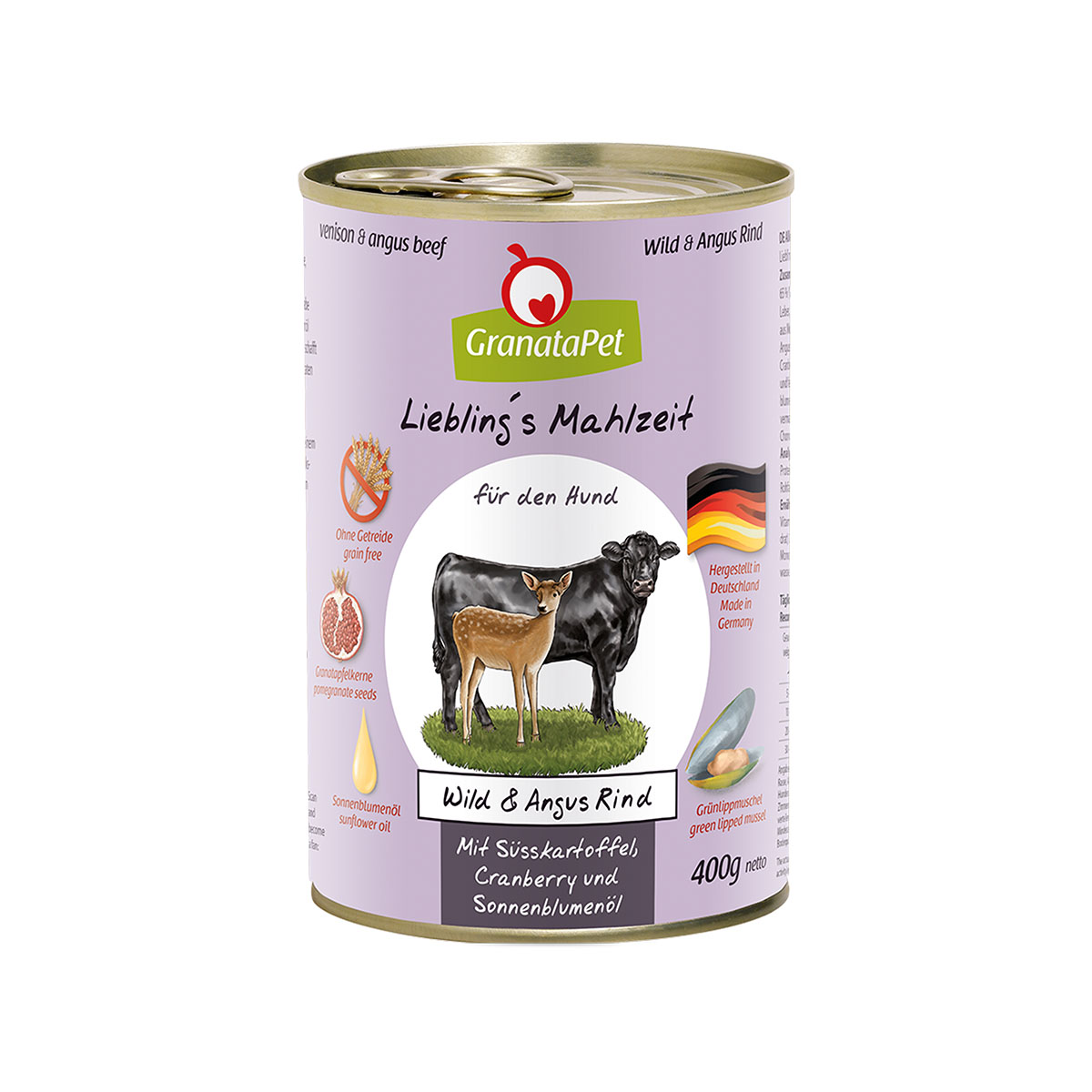 GranataPet Liebling's Mahlzeit zvěřina a hovězí Angus, batáty, brusinky, slunečnicový olej 6× 400 g