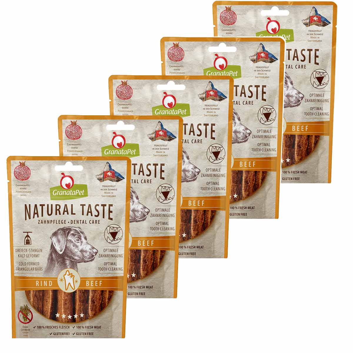 GranataPet Natural Taste Dental Care hovězí 5 × 70 g