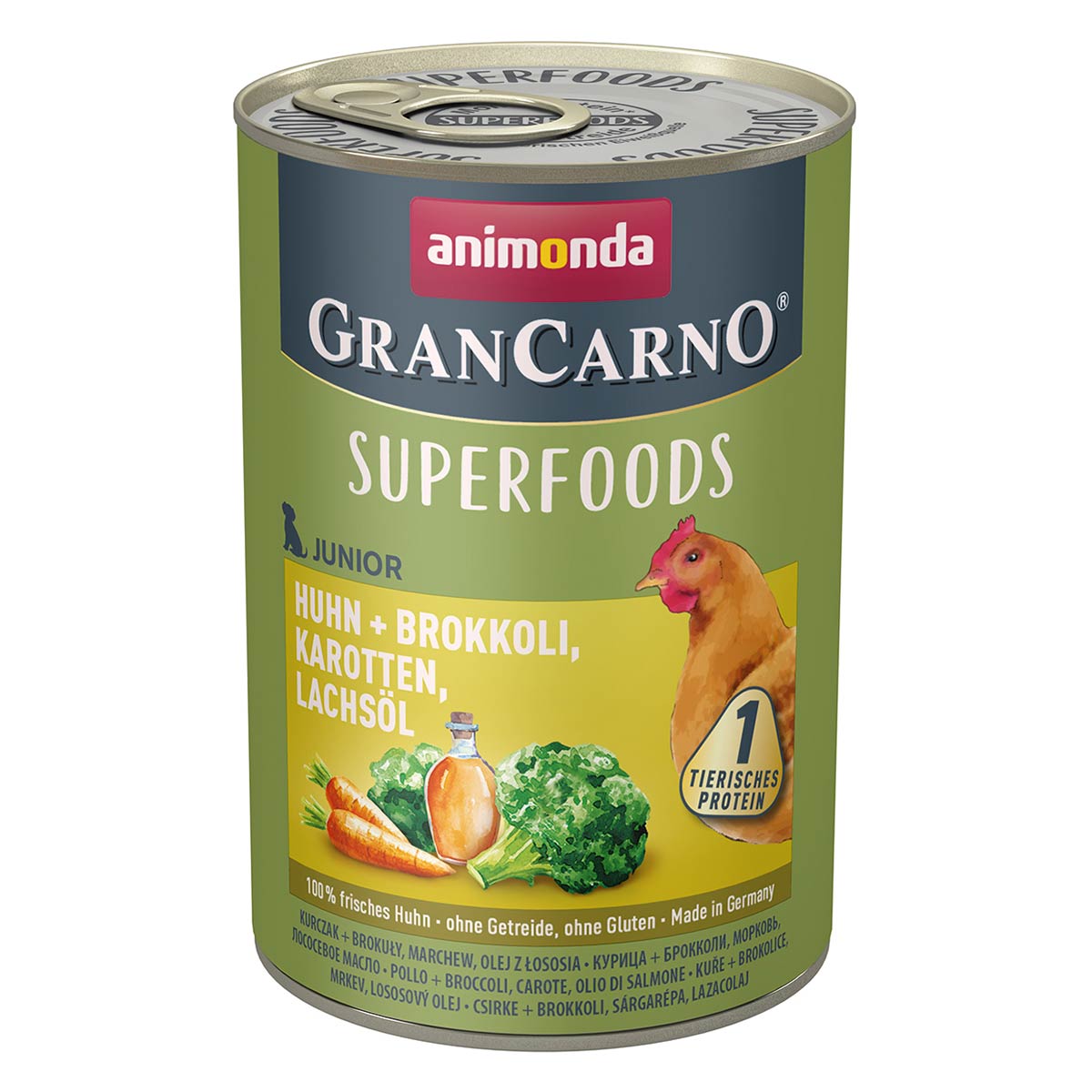 animonda GranCarno superfoods Junior kuřecí maso s brokolicí, mrkví a lososovým olejem 24× 400 g