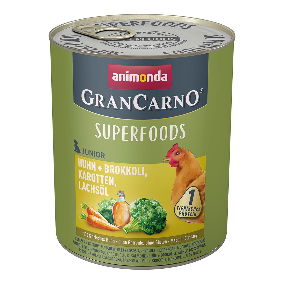 animonda GranCarno superfoods Junior kuřecí maso s brokolicí, mrkví a lososovým olejem 24 × 800 g