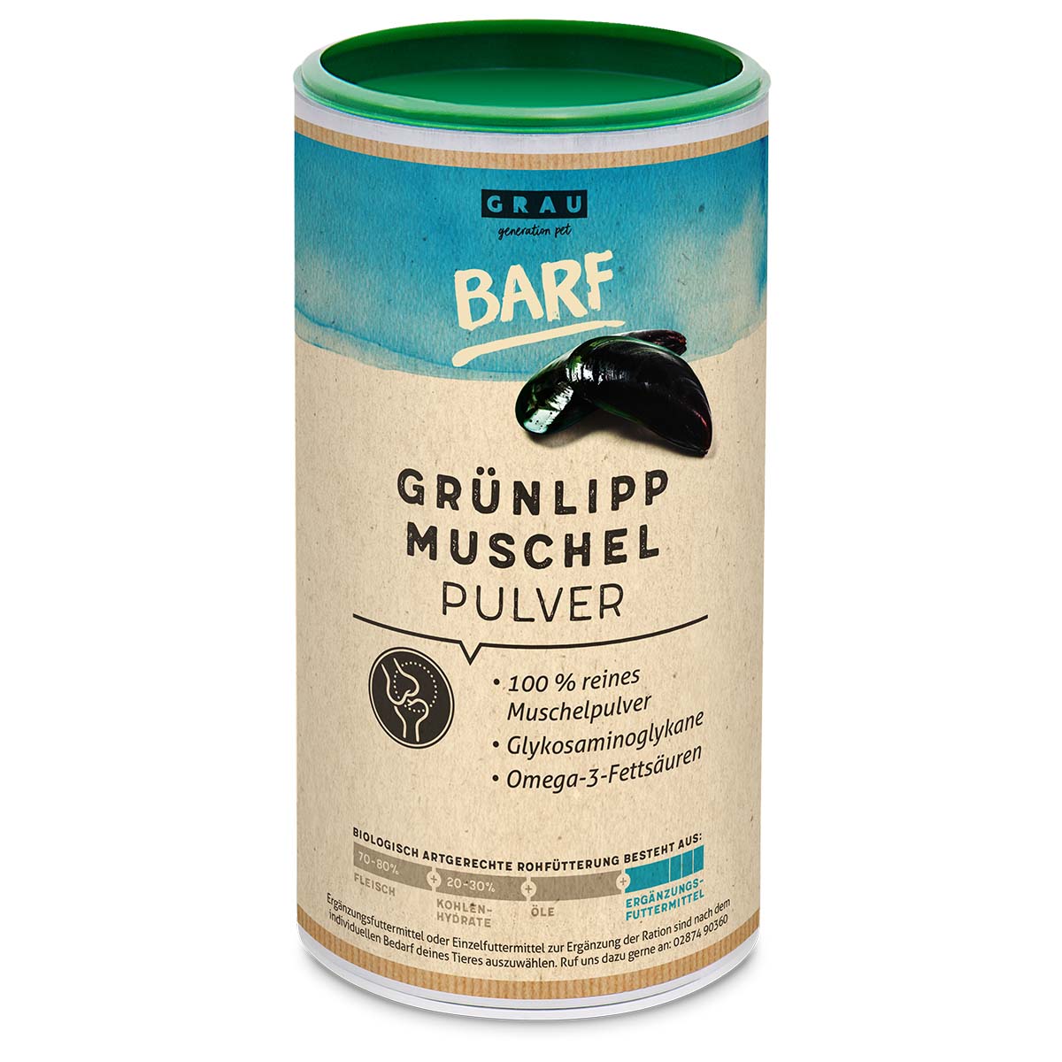 Grau Grünlippmuschel-Pulver 500g