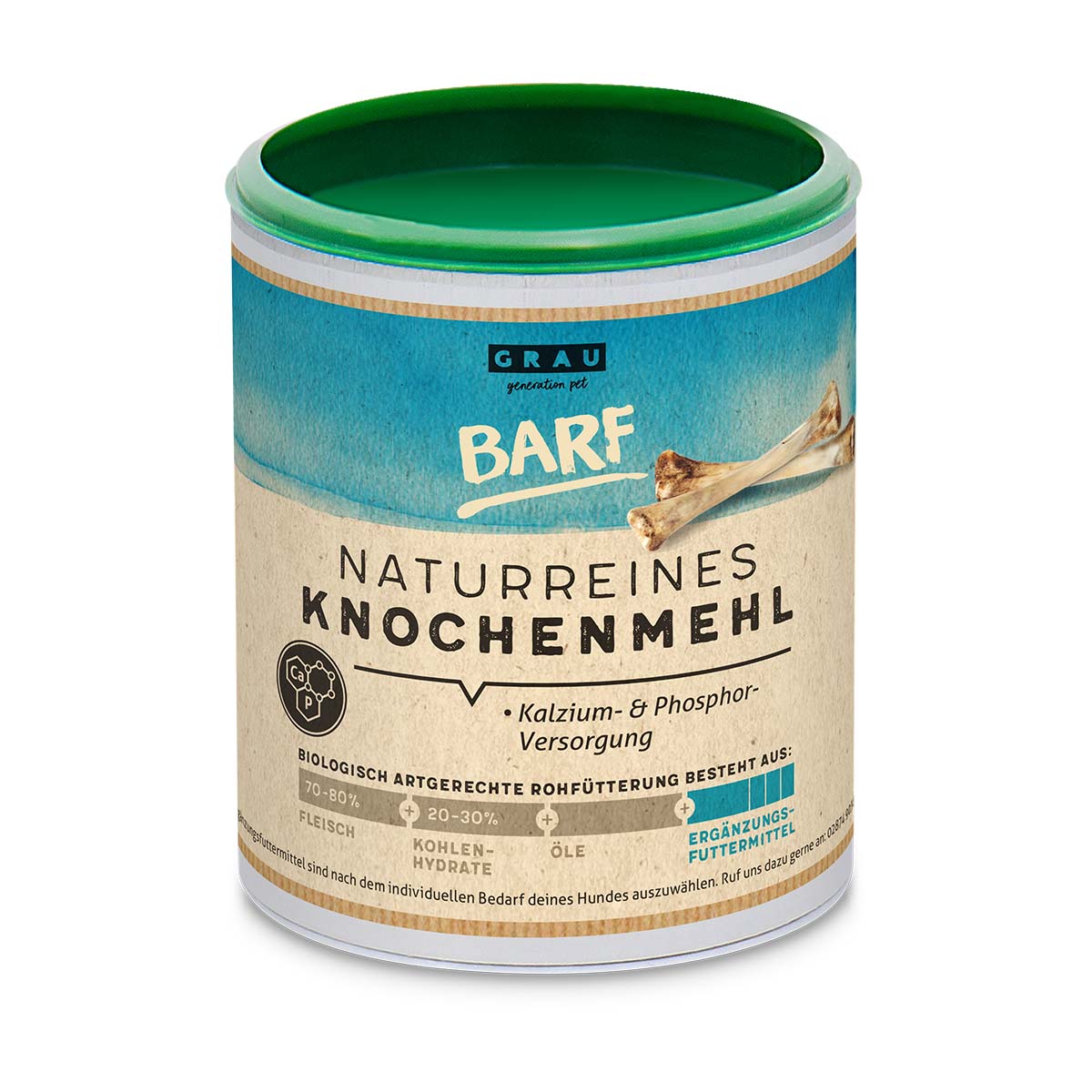 Grau Naturreines Knochenmehl 400g