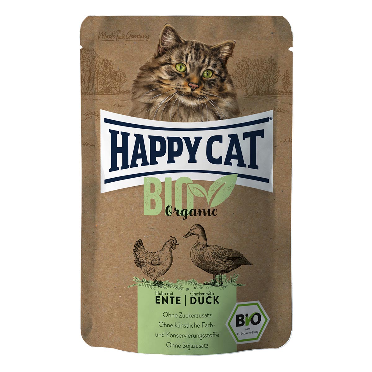 Happy Cat Bio Pouch Huhn & Ente 12x 85 g