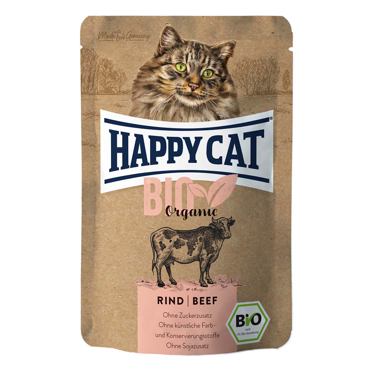 Levně Happy Cat Bio Pouch hovězí 12 × 85 g
