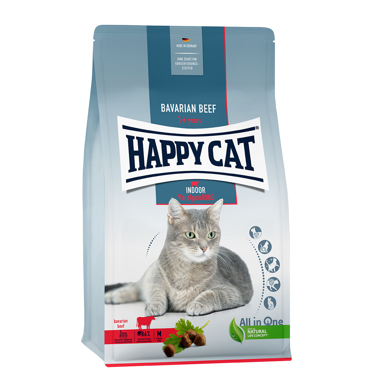 Happy Cat Indoor Adult hovězí z předhůří Alp 1,3 kg