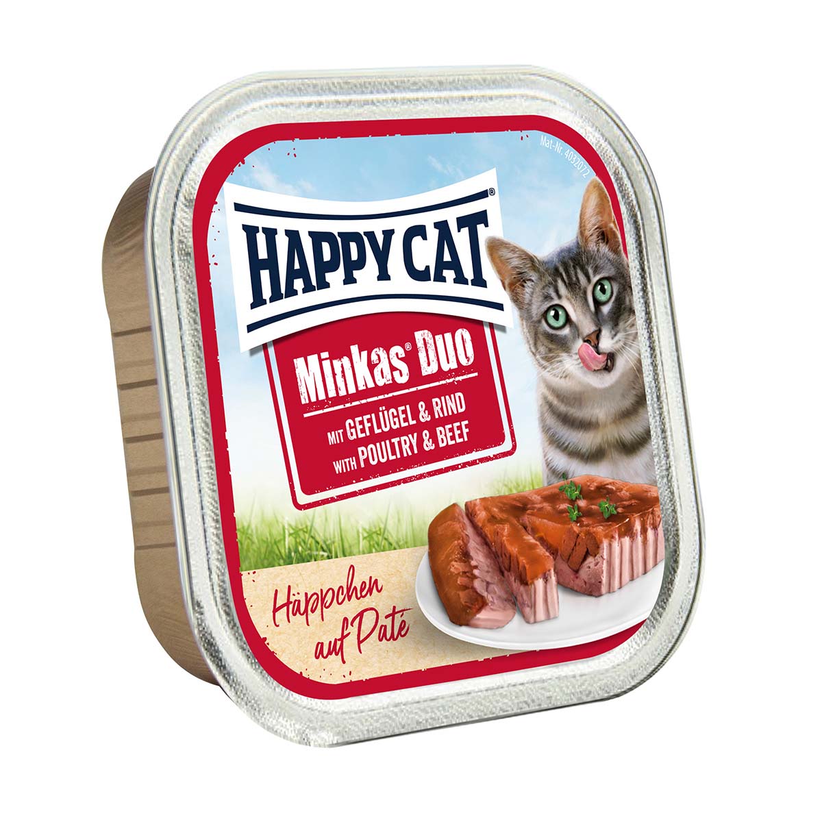 Happy Cat Paté s kousky drůbeže a hovězího, 12 x 100 g