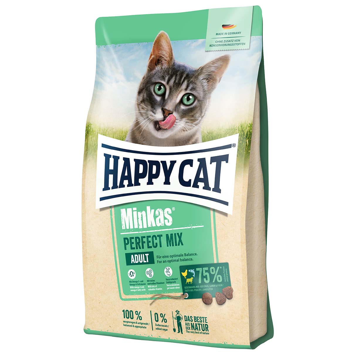 Levně Happy Cat Minkas Perfect Mix drůbež, ryby a jehněčí 1,5 kg