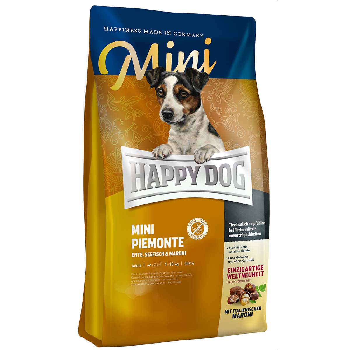 Happy Dog Mini Piemonte s kachním masem a mořskými rybami 1 kg