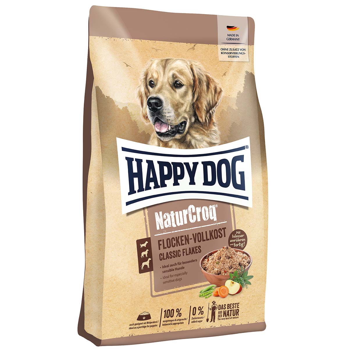 Happy Dog Premium NaturCroq Flocken Vollkost vločky kompletní krmivo 2 × 1,5 kg