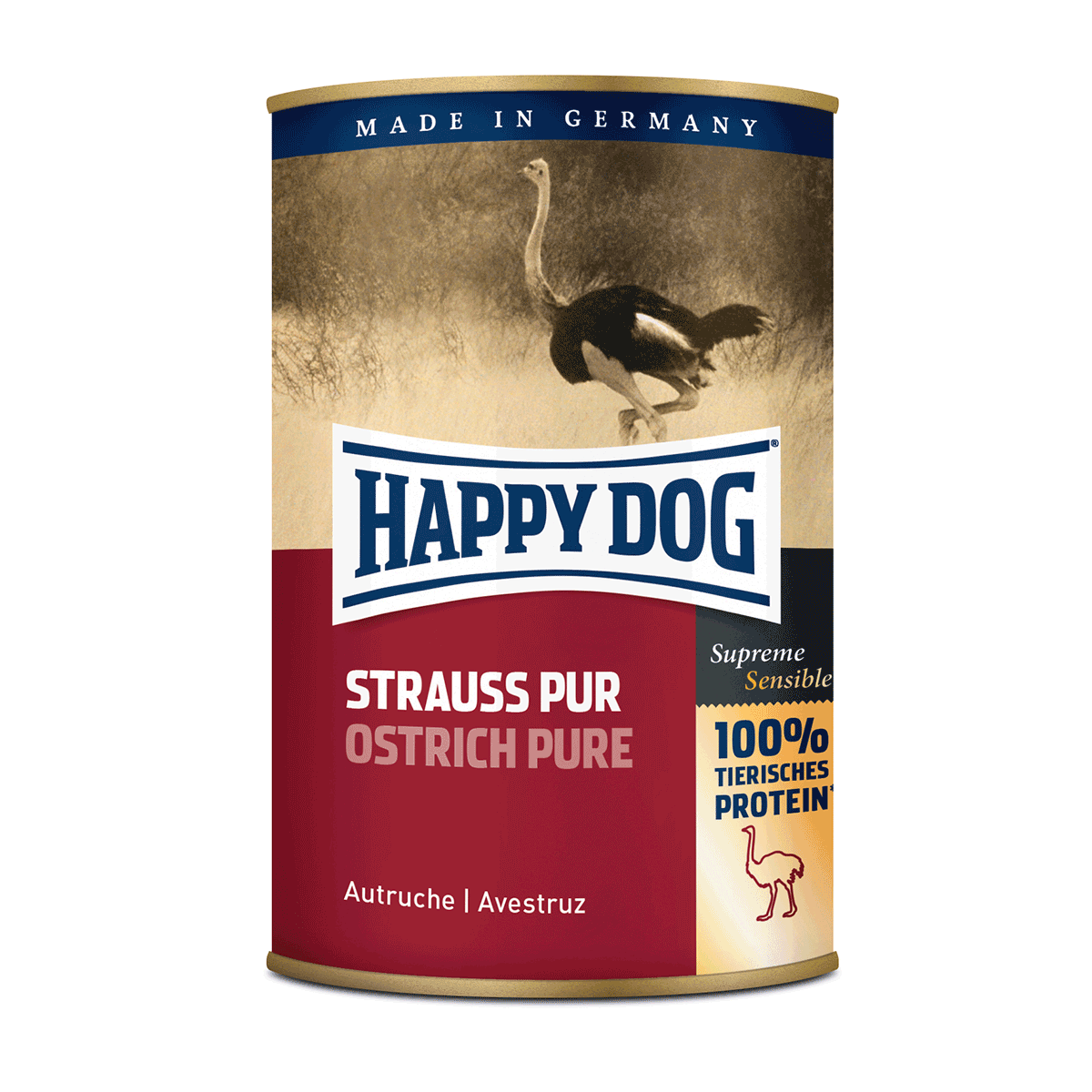 Happy Dog Pur čisté pštrosí maso 6 × 400 g 5 + 1 zdarma